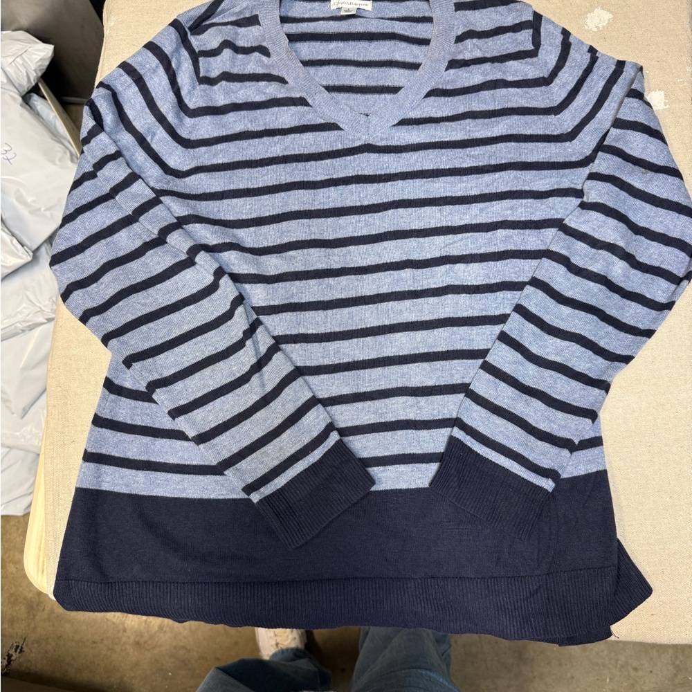 Croft & Barrow Blue and Navy Striped Sweater